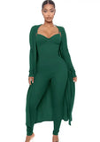 Ribbed Catsuit with Duster - multiple colors