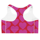 Pink Heart Sports Bra in Red