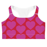 Pink Heart Sports Bra in Red