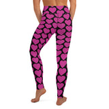Pink Heart Leggings in Black