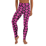 Pink Heart Leggings in Black