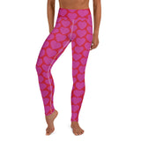 Pink Heart Leggings in Red