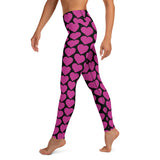 Pink Heart Leggings in Black