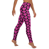 Pink Heart Leggings in Black
