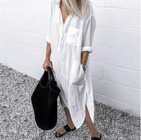 Linen-Like Long Sleeve Summer Dress