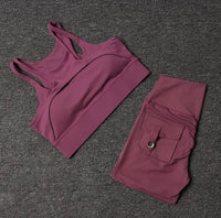 Back Pocket Shorts Set - multiple colors
